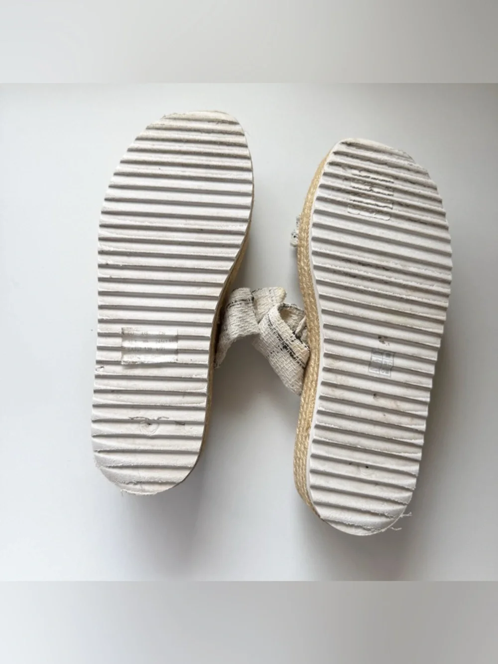Stuart Weitzman Designer Tweed Bow Bandeau Espadrille Platform Sandals Size 8